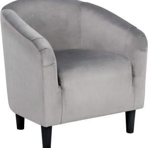 Living Room Chair, Velvet Accent Upholstered Barrel Sitting Chair with Armrest