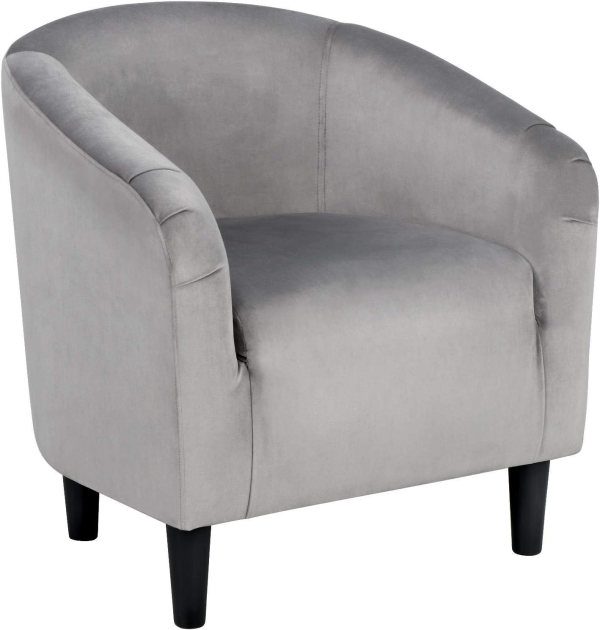 Living Room Chair, Velvet Accent Upholstered Barrel Sitting Chair with Armrest