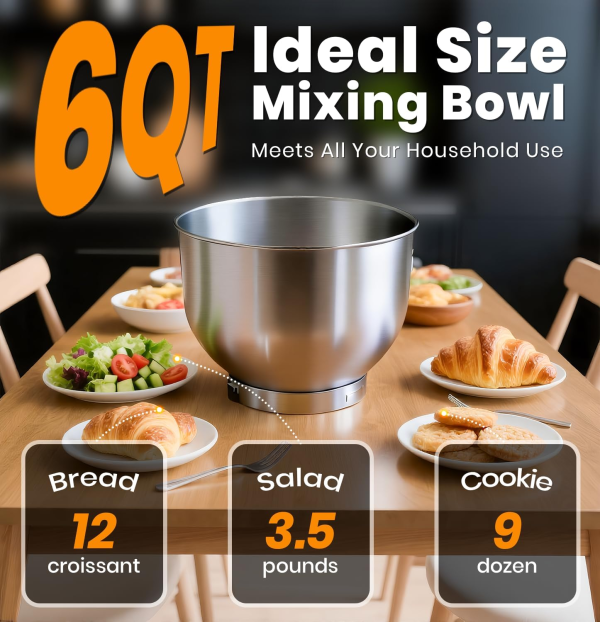 Stand Mixer Set, 6QT Kitchen Mixer with LED Touchscreen, 11-Speed Tilt-Head Mixer with Timer - Image 3