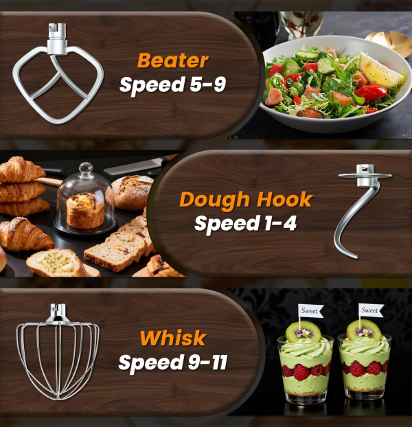 Stand Mixer Set, 6QT Kitchen Mixer with LED Touchscreen, 11-Speed Tilt-Head Mixer with Timer - Image 6