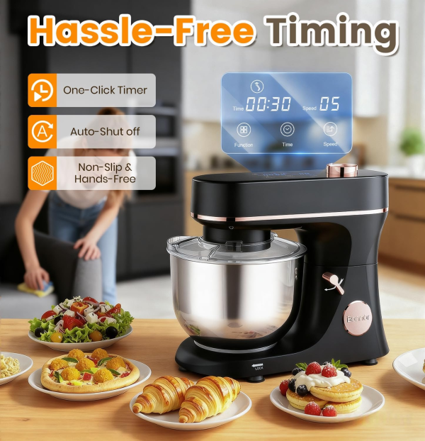 Stand Mixer Set, 6QT Kitchen Mixer with LED Touchscreen, 11-Speed Tilt-Head Mixer with Timer - Image 10